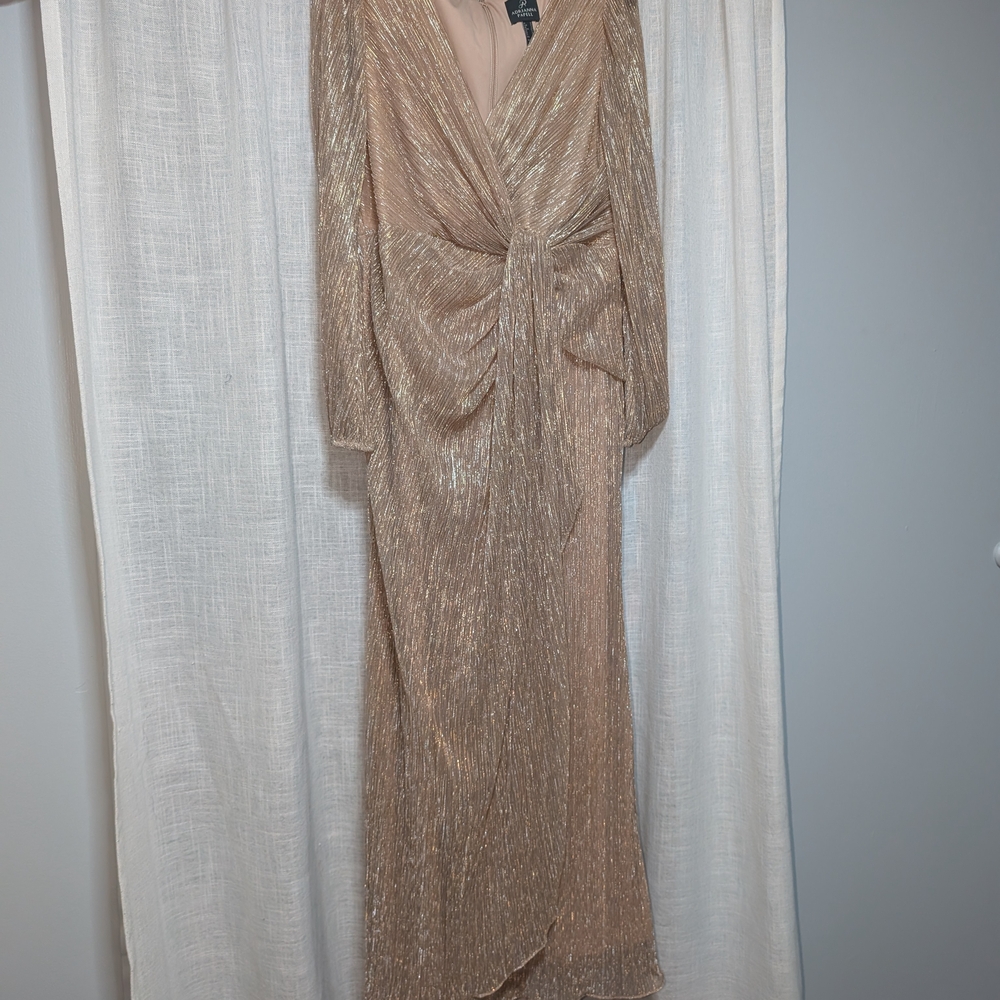 Adrianna Papell Metallic Gold Maxi Dress